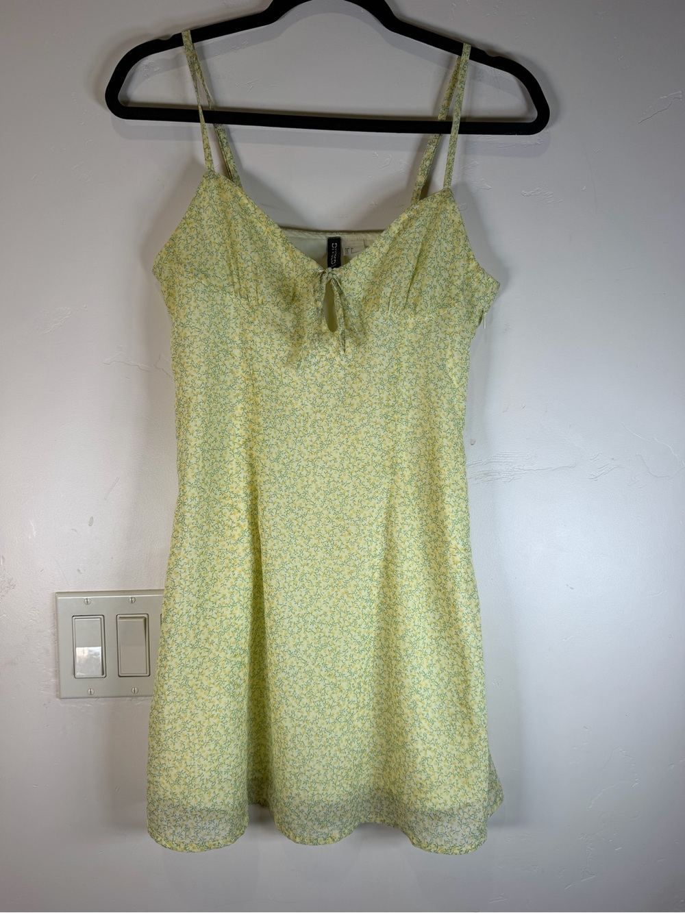 Divided Yellow Floral Mini Slip Dress #170
